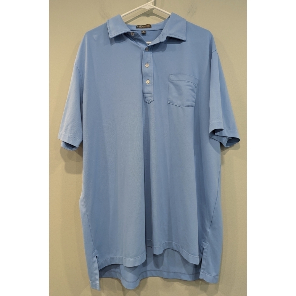 Peter Millar Summer Comfort Light Blue Short Sleeve Polo Shirt Size XL